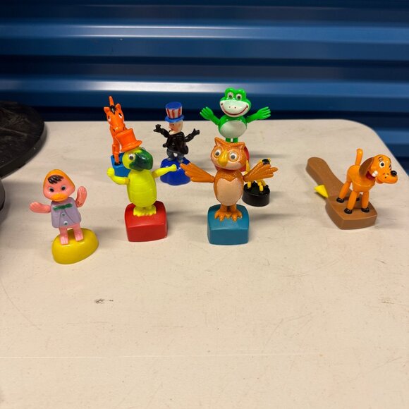 Vintage Push Puppet Toy Collection Set Of 7 Characters - Picture 1 of 9